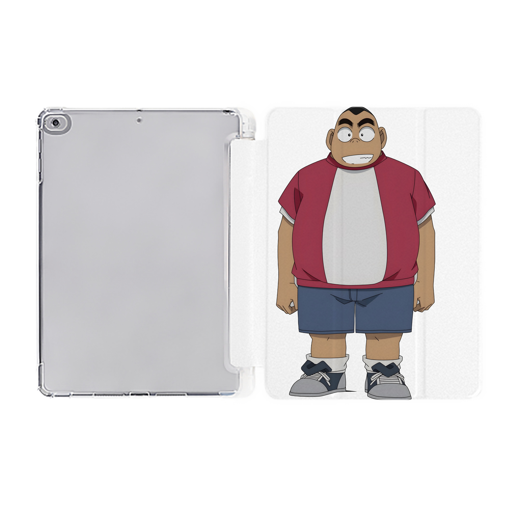 （画像用） 名探偵コナン 小嶋 元太 こじま げんた Detective Conan Kojima Genta IPad ケース ペン収納付き 三つ折りスタンド PUレザー×シリコン 対応機種9.5/10.5/10.9インチ